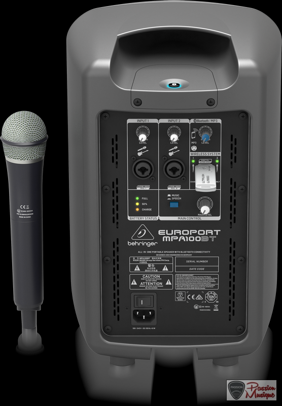 PASSION MUSIQUE - Behringer Europort MPA100BT 100W Avec Microphone